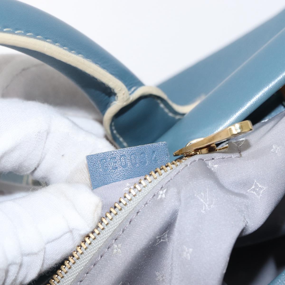 LOUIS VUITTON Suhari Angenu PM Hand Bag Leather Blue M91807 LV Auth mr1540V