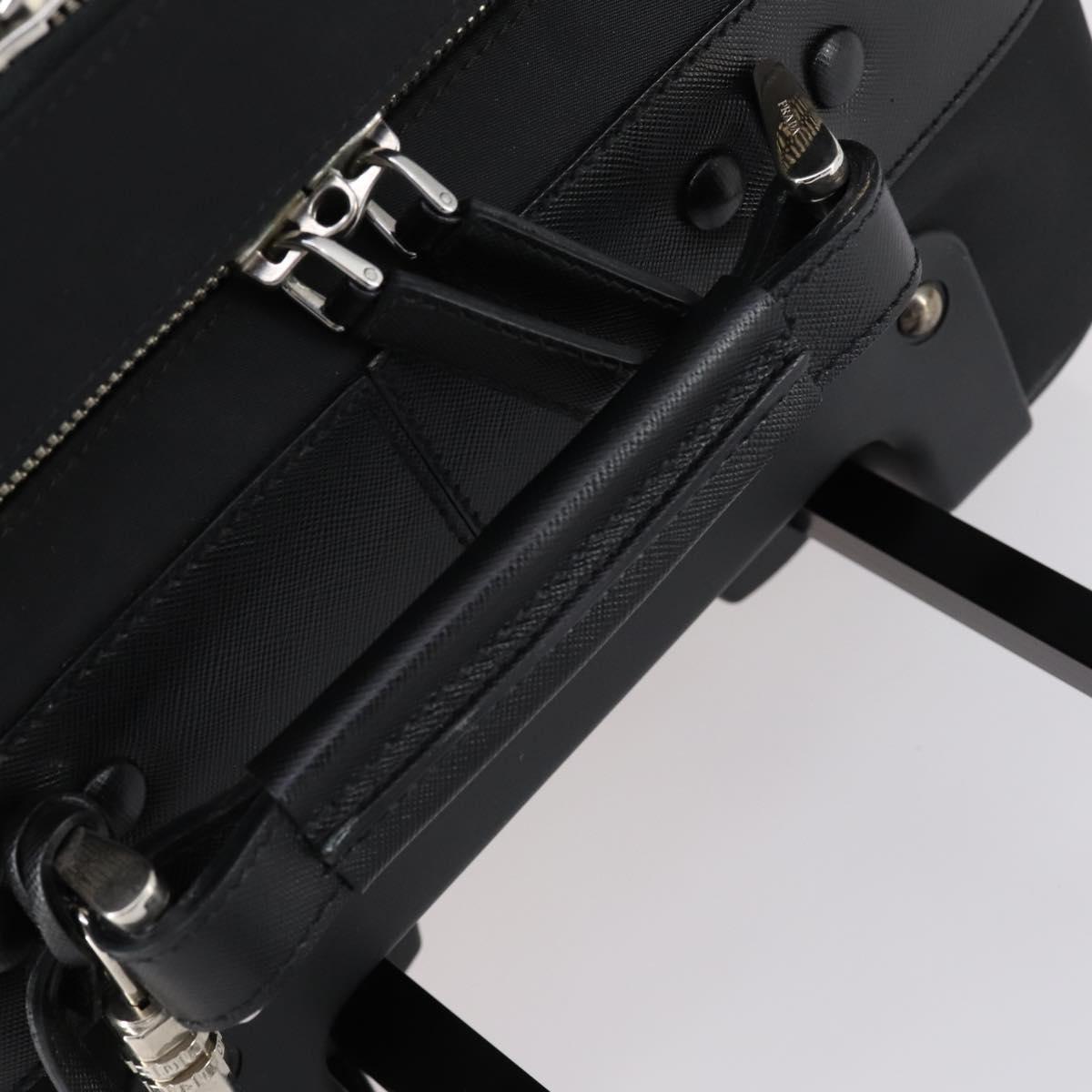 PRADA Suitcase Safiano leather Black Silver Auth mr1541