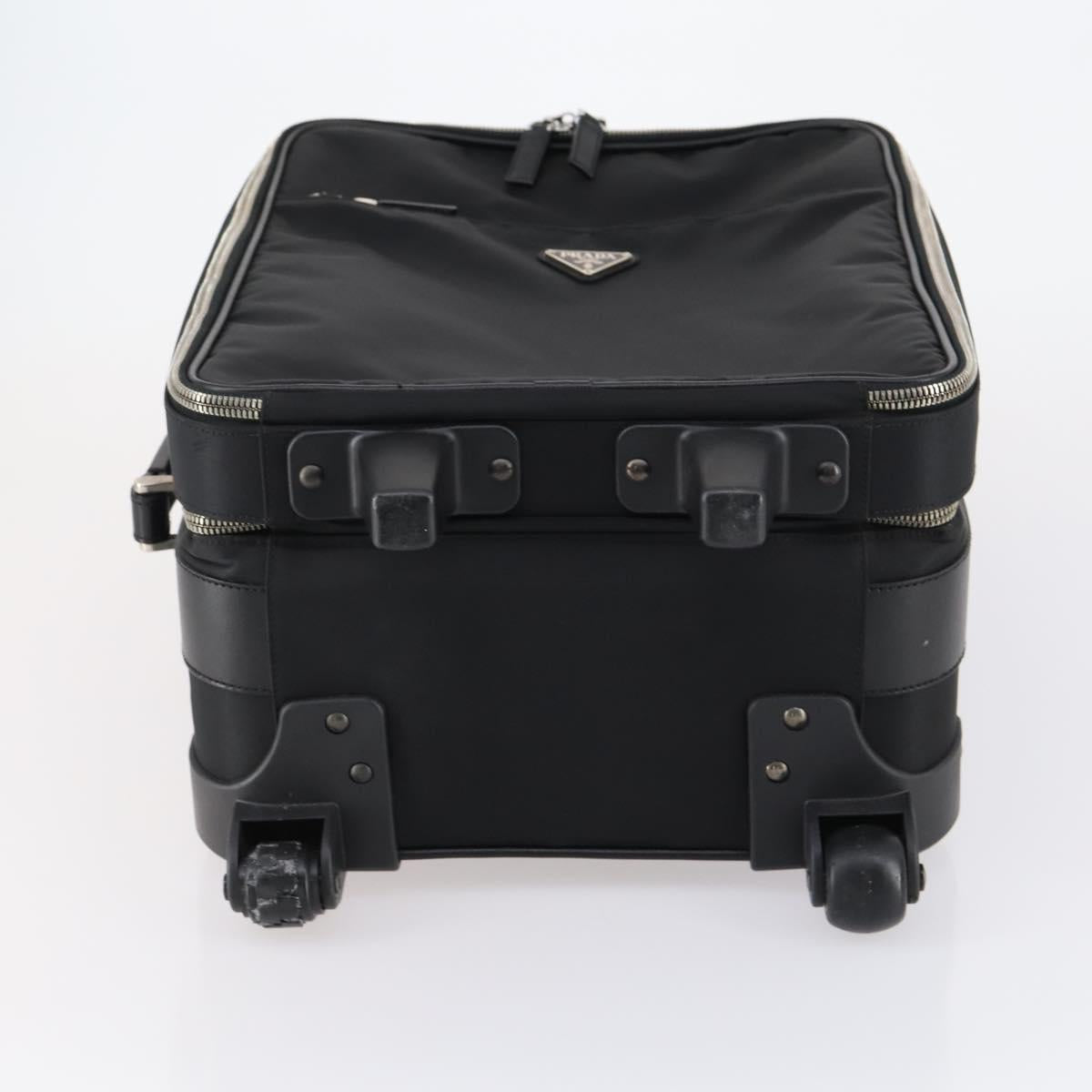 PRADA Suitcase Safiano leather Black Silver Auth mr1541
