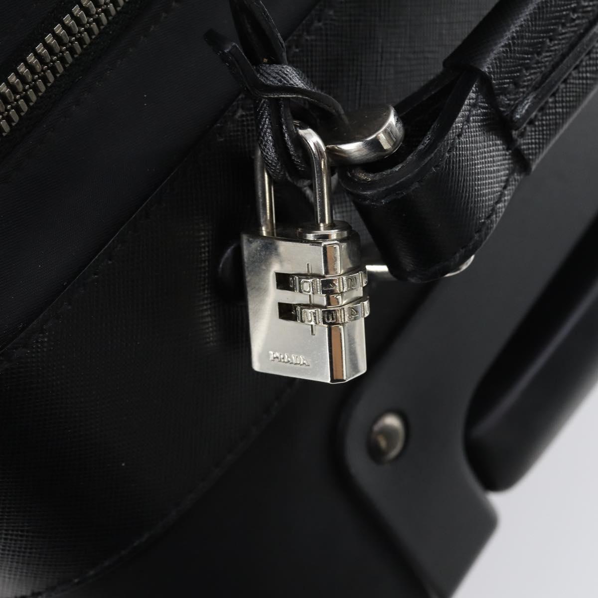 PRADA Suitcase Safiano leather Black Silver Auth mr1541