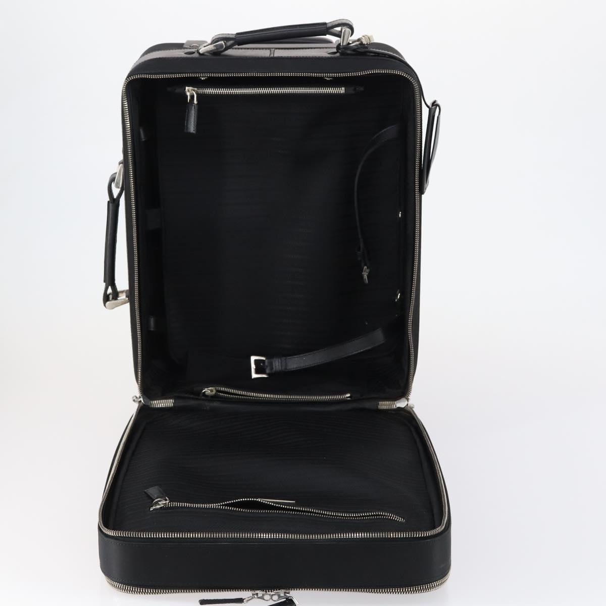 PRADA Suitcase Safiano leather Black Silver Auth mr1541