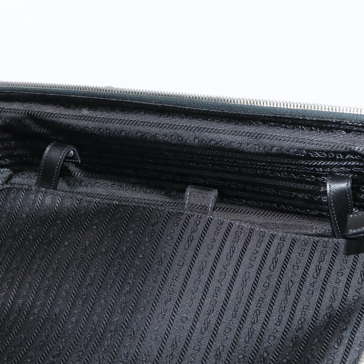 PRADA Suitcase Safiano leather Black Silver Auth mr1541