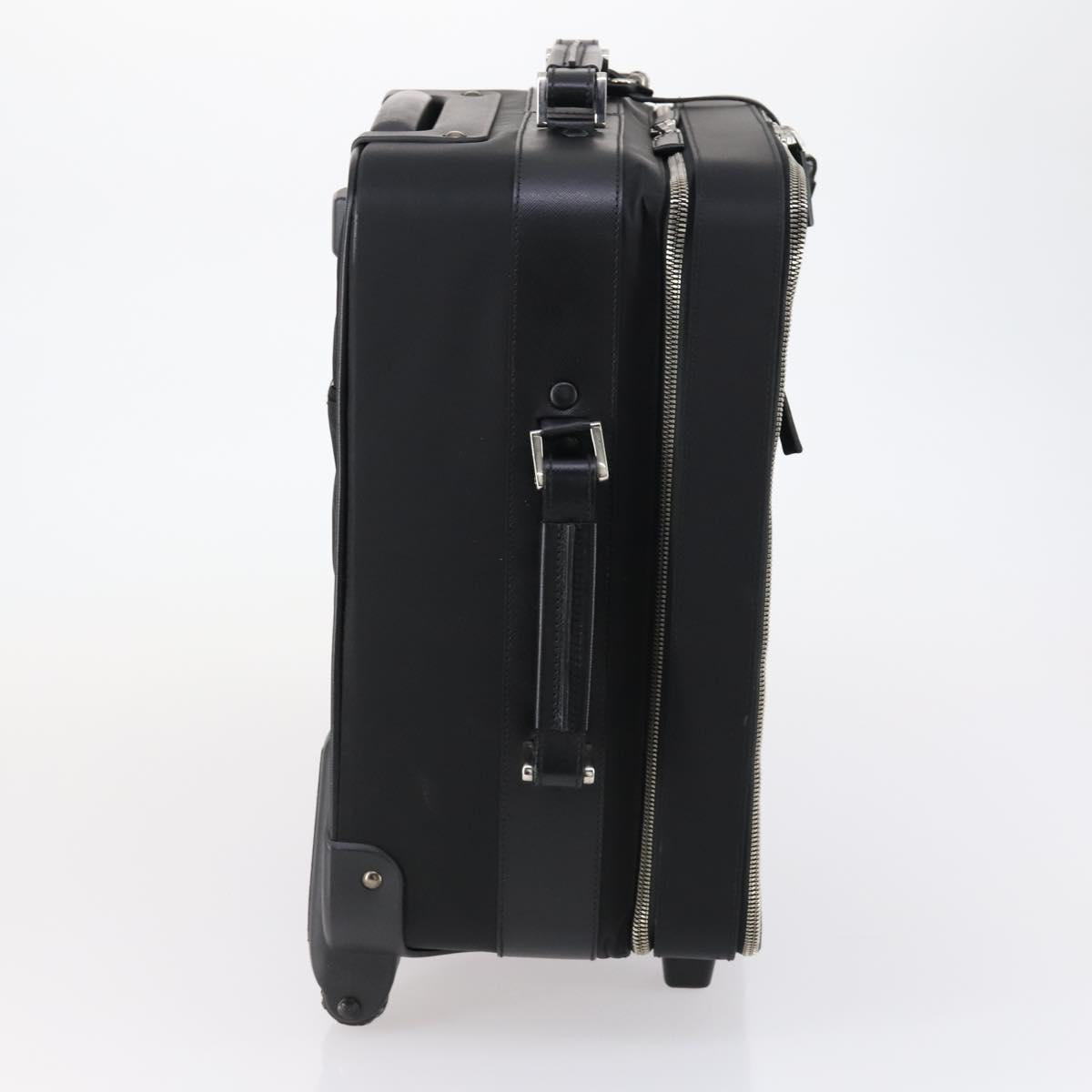PRADA Suitcase Safiano leather Black Silver Auth mr1541