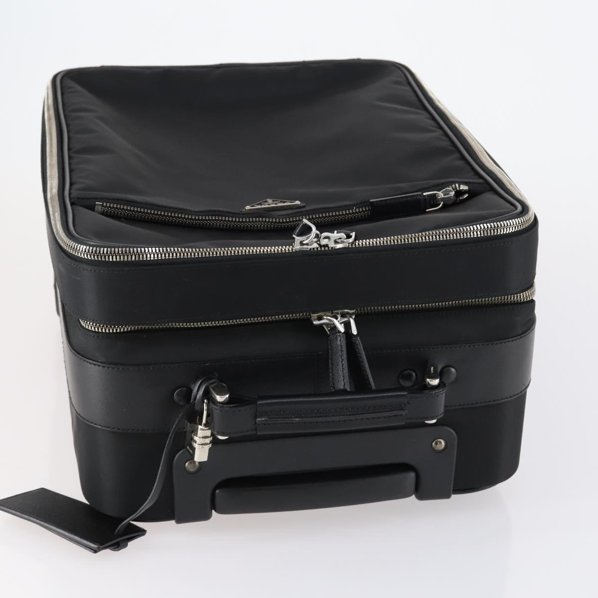 PRADA Suitcase Safiano leather Black Silver Auth mr1541