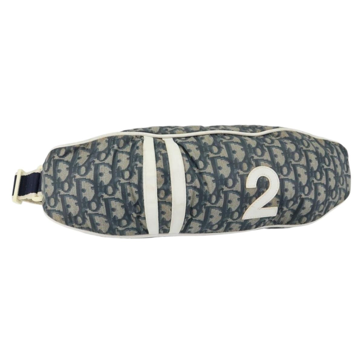 Christian Dior Trotter Canvas Waist Bag Nylon Navy Silver Auth mr1542