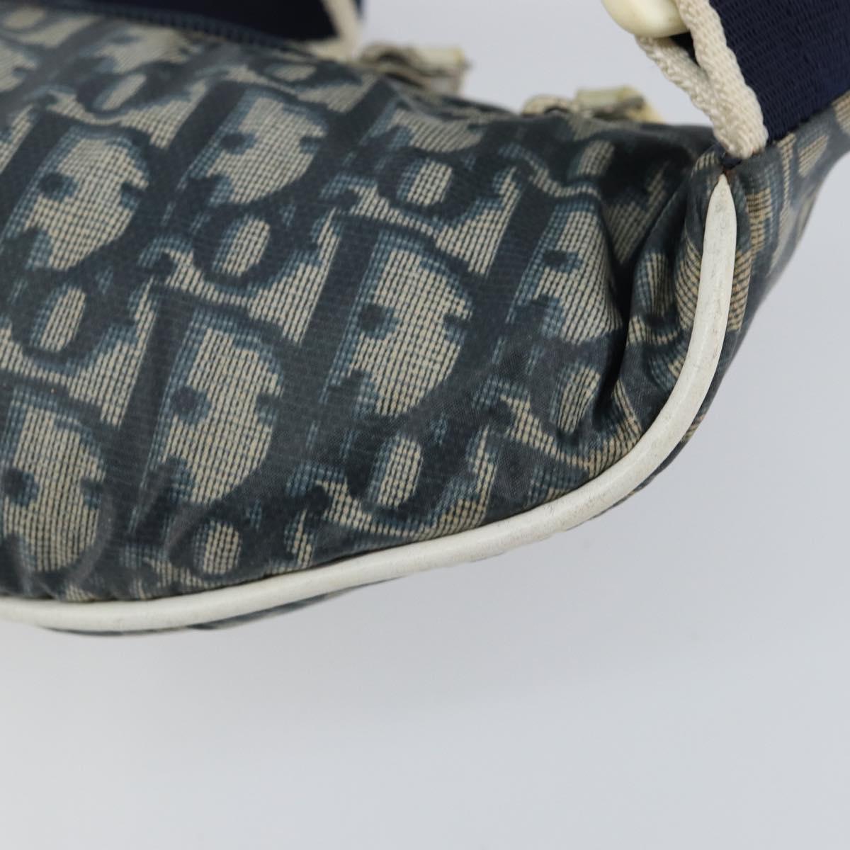 Christian Dior Trotter Canvas Waist Bag Nylon Navy Silver Auth mr1542