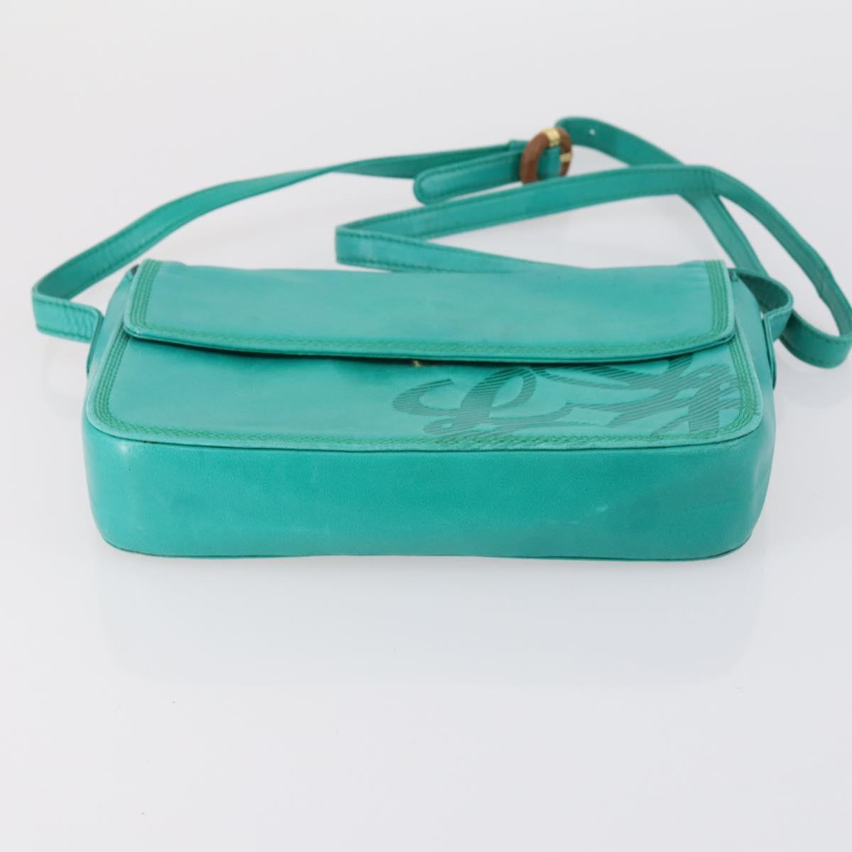 LOEWE Shoulder Bag Suede Leather 2 Set Turquoise Blue Brown Auth mr1543