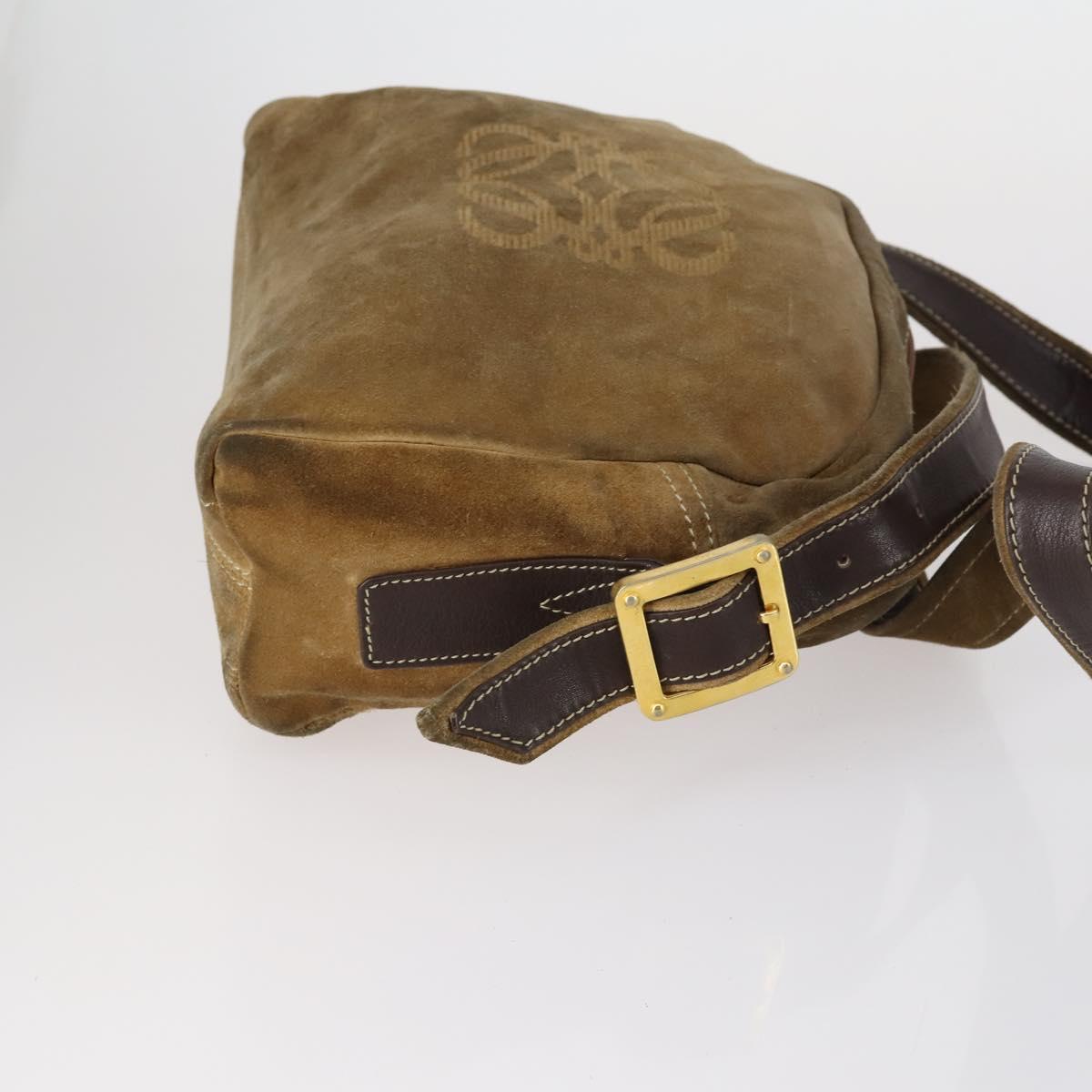 LOEWE Shoulder Bag Suede Leather 2 Set Turquoise Blue Brown Auth mr1543