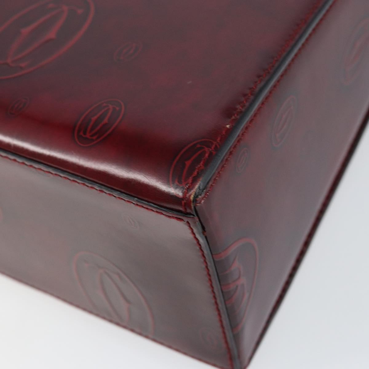 CARTIER Happy birthday Hand Bag Leather Bordeaux Gold Auth mr1544