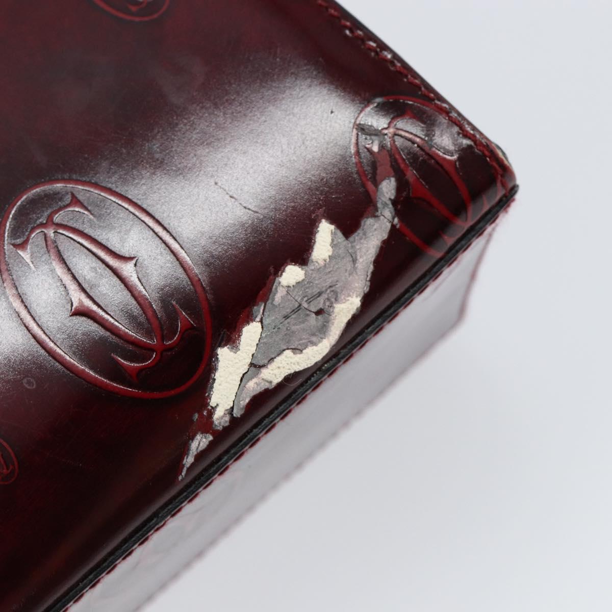 CARTIER Happy birthday Hand Bag Leather Bordeaux Gold Auth mr1544