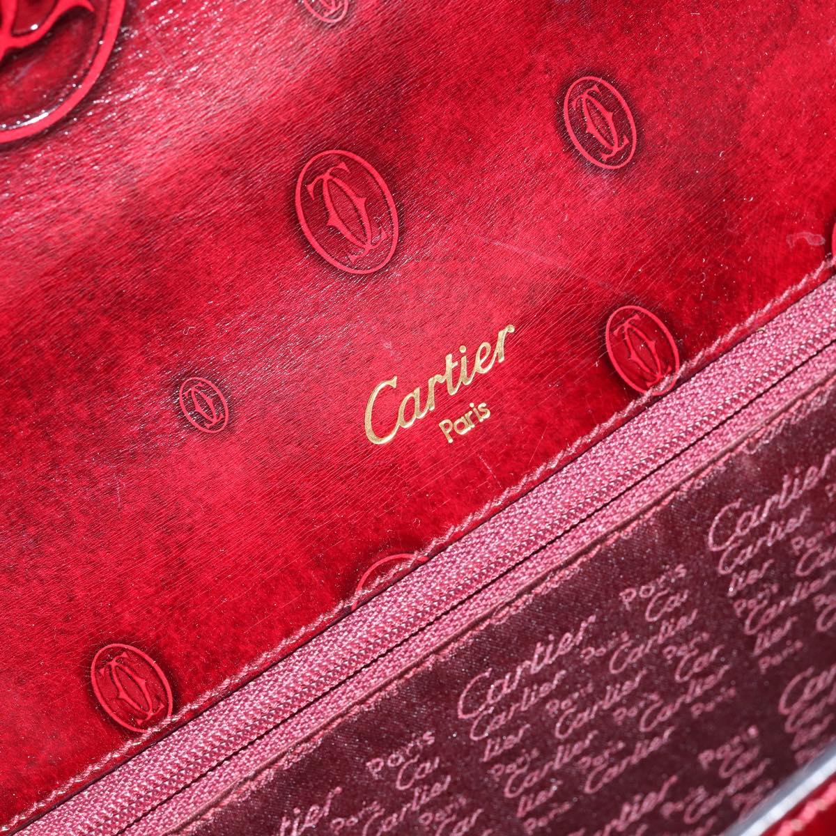 CARTIER Happy birthday Hand Bag Leather Bordeaux Gold Auth mr1544