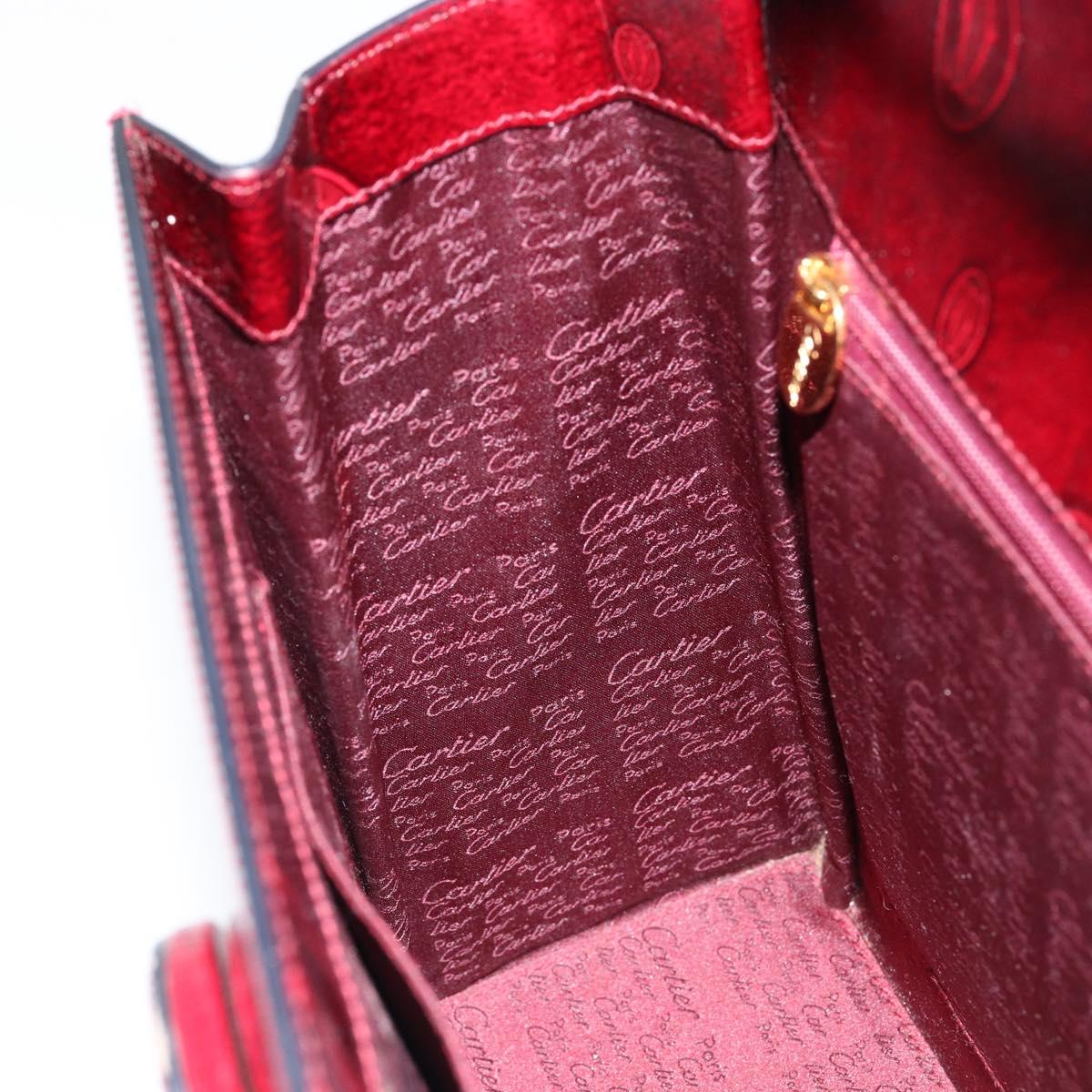 CARTIER Happy birthday Hand Bag Leather Bordeaux Gold Auth mr1544