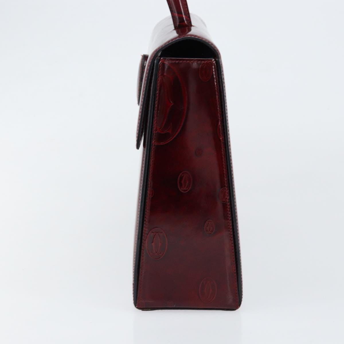 CARTIER Happy birthday Hand Bag Leather Bordeaux Gold Auth mr1544