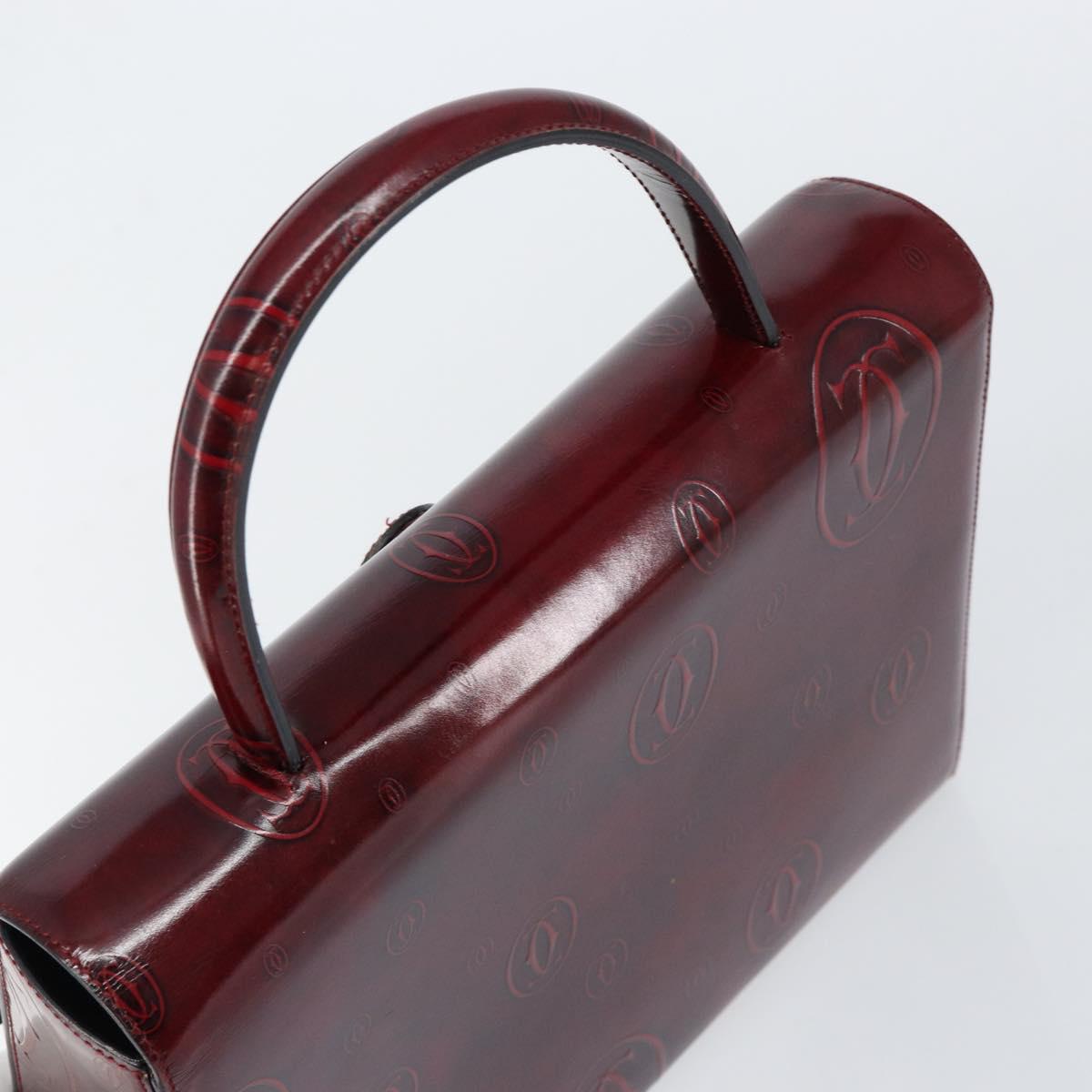 CARTIER Happy birthday Hand Bag Leather Bordeaux Gold Auth mr1544