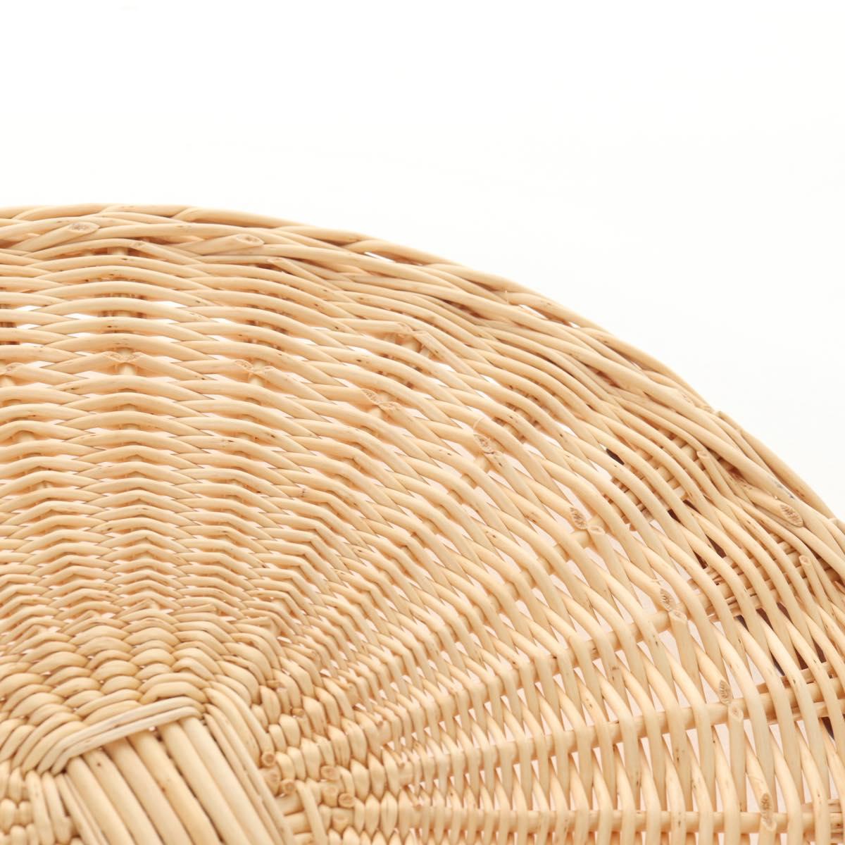 HERMES Wicker Round Tray Ozre Wood Beige Auth mr1545SAV
