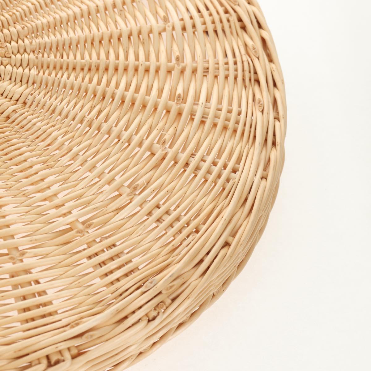 HERMES Wicker Round Tray Ozre Wood Beige Auth mr1545SAV