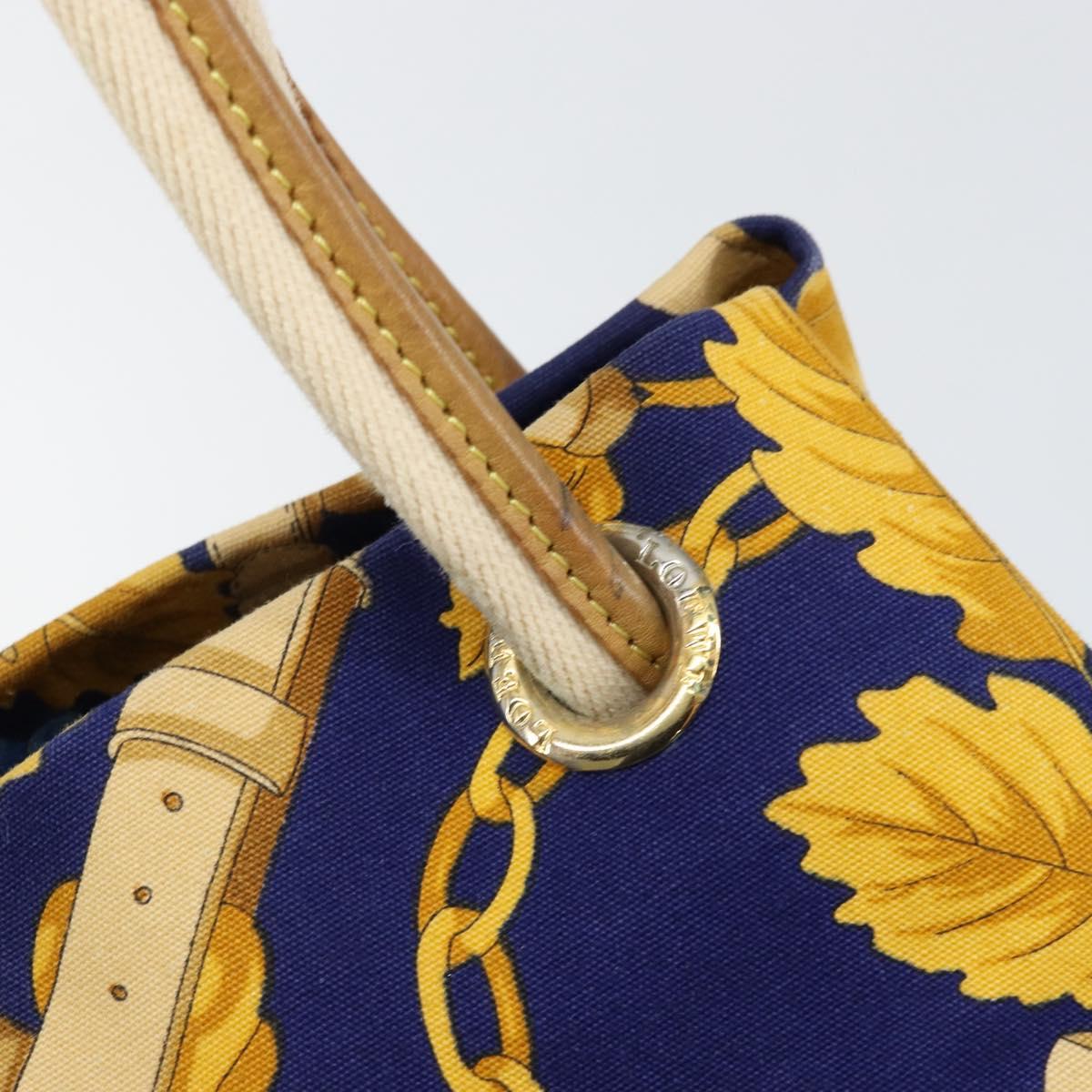 LOEWE Botanical Hand Bag Canvas Blue Silver Auth mr1547