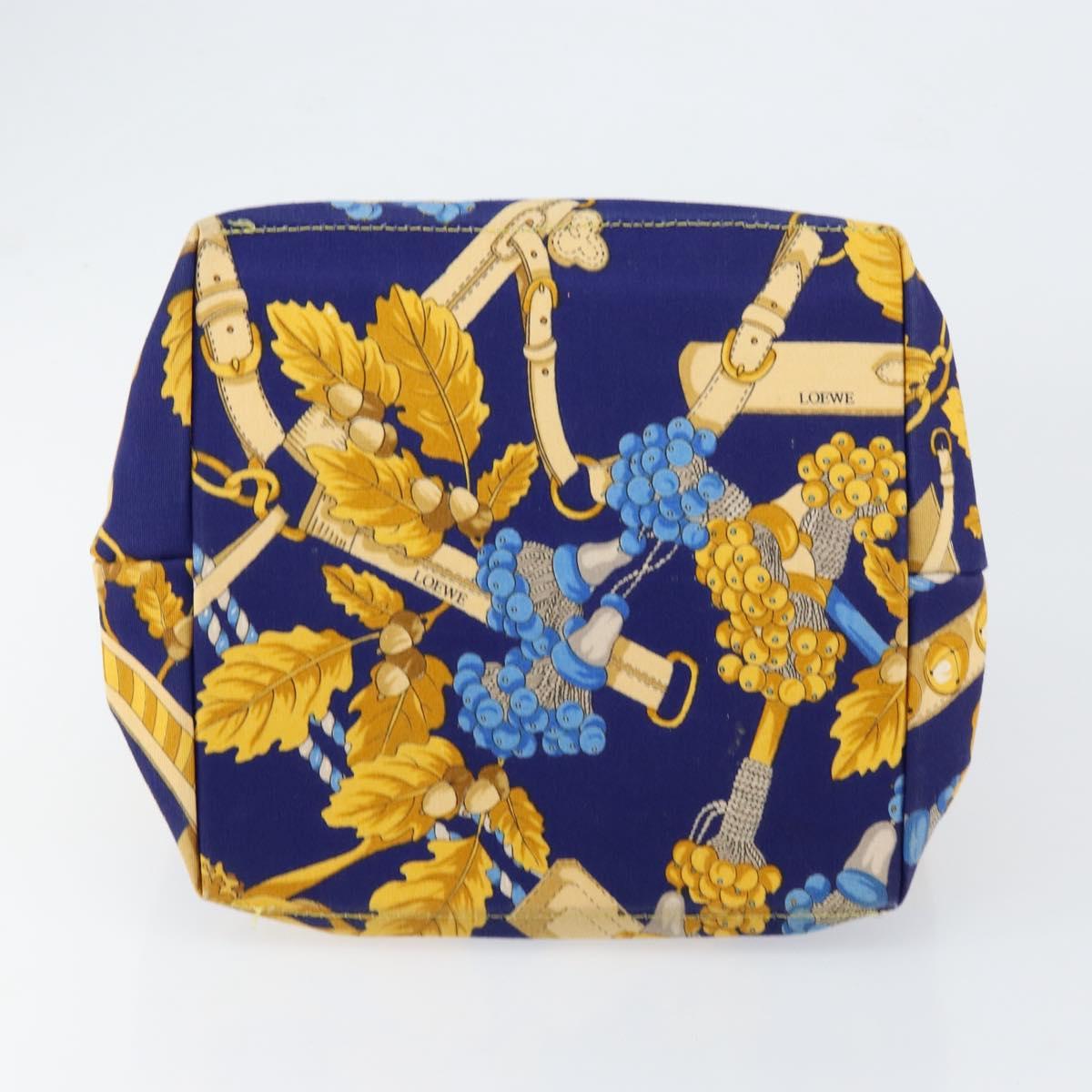 LOEWE Botanical Hand Bag Canvas Blue Silver Auth mr1547