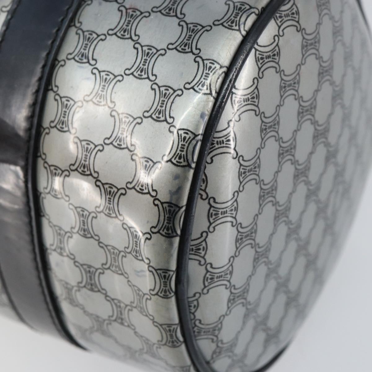 CELINE Hand Bag Enamel Silver Auth mr1550