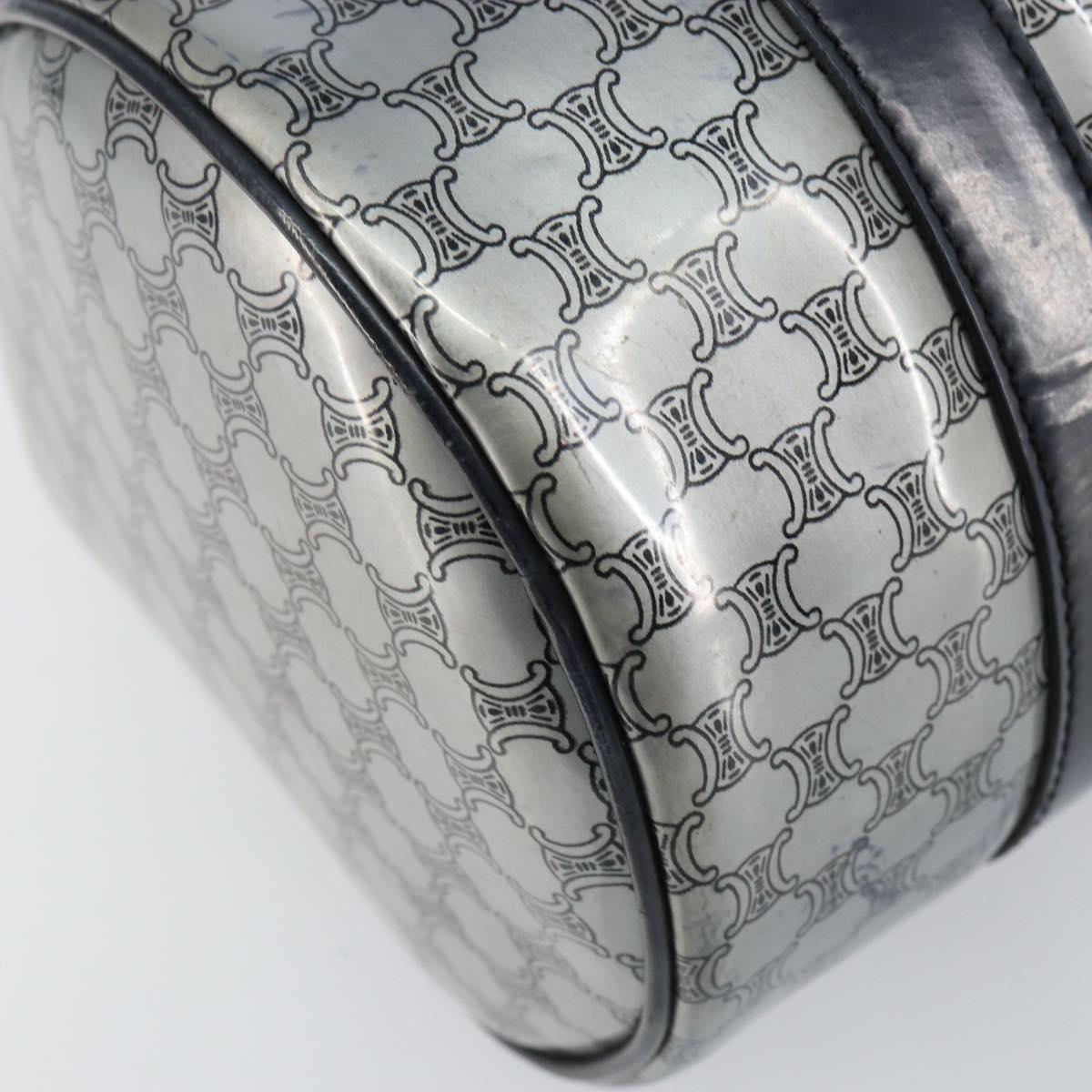 CELINE Hand Bag Enamel Silver Auth mr1550
