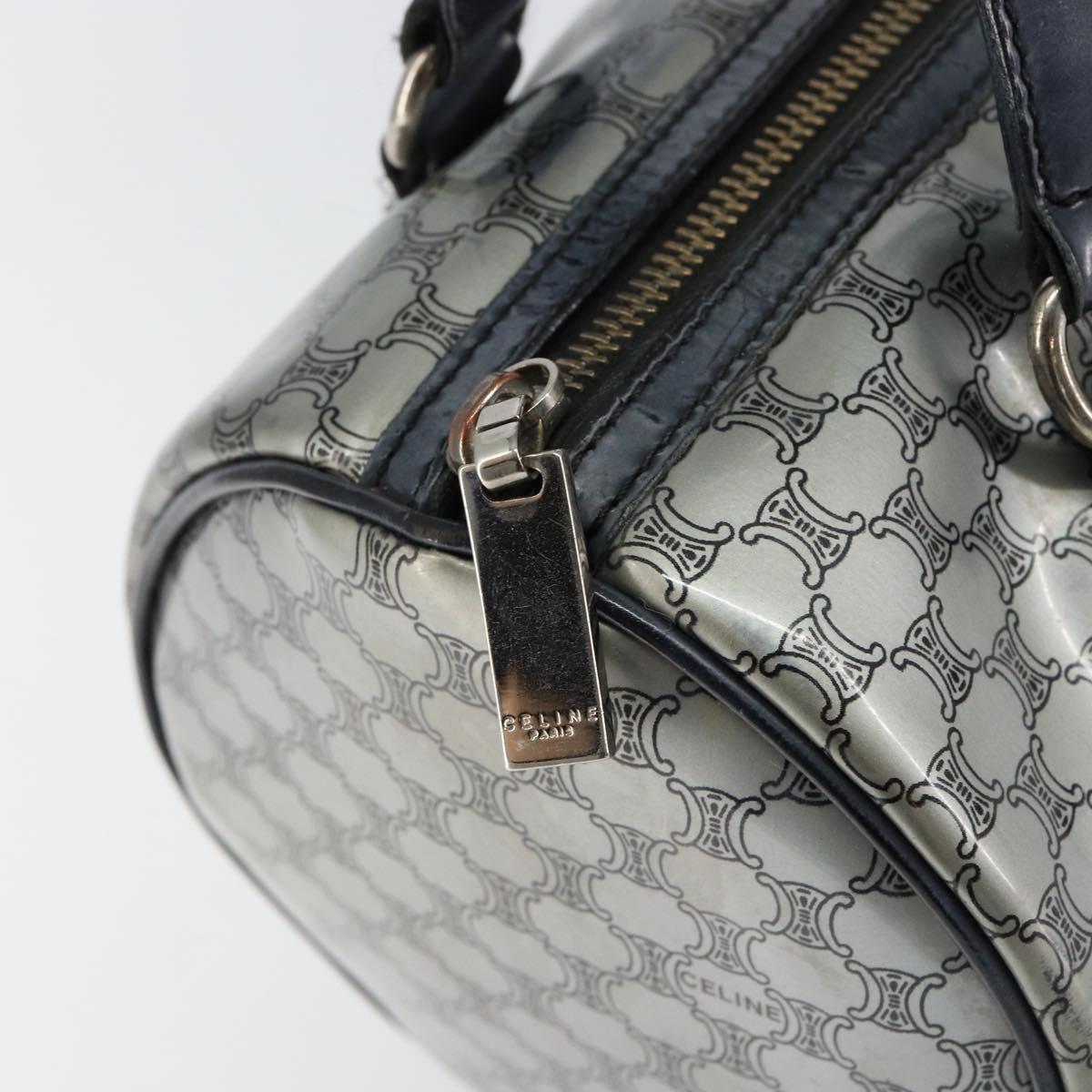 CELINE Hand Bag Enamel Silver Auth mr1550