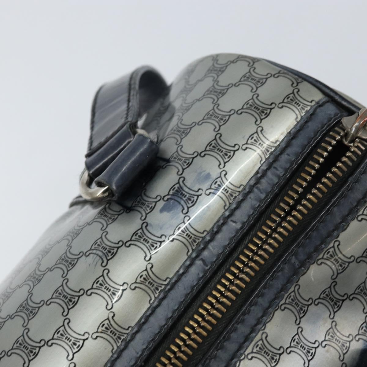 CELINE Hand Bag Enamel Silver Auth mr1550