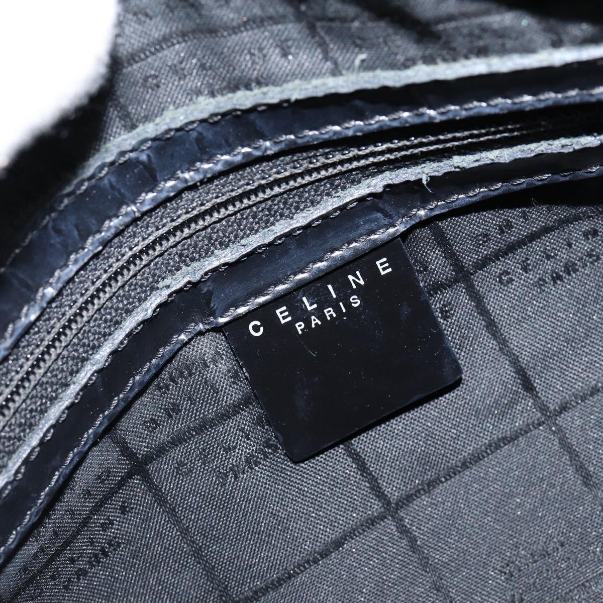 CELINE Hand Bag Enamel Silver Auth mr1550