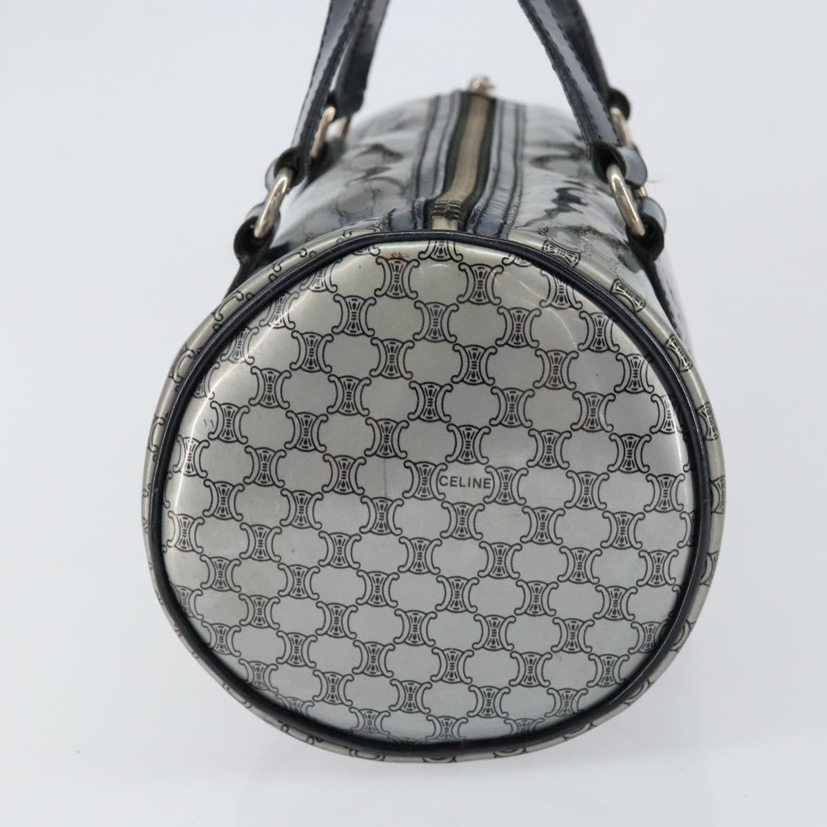 CELINE Hand Bag Enamel Silver Auth mr1550