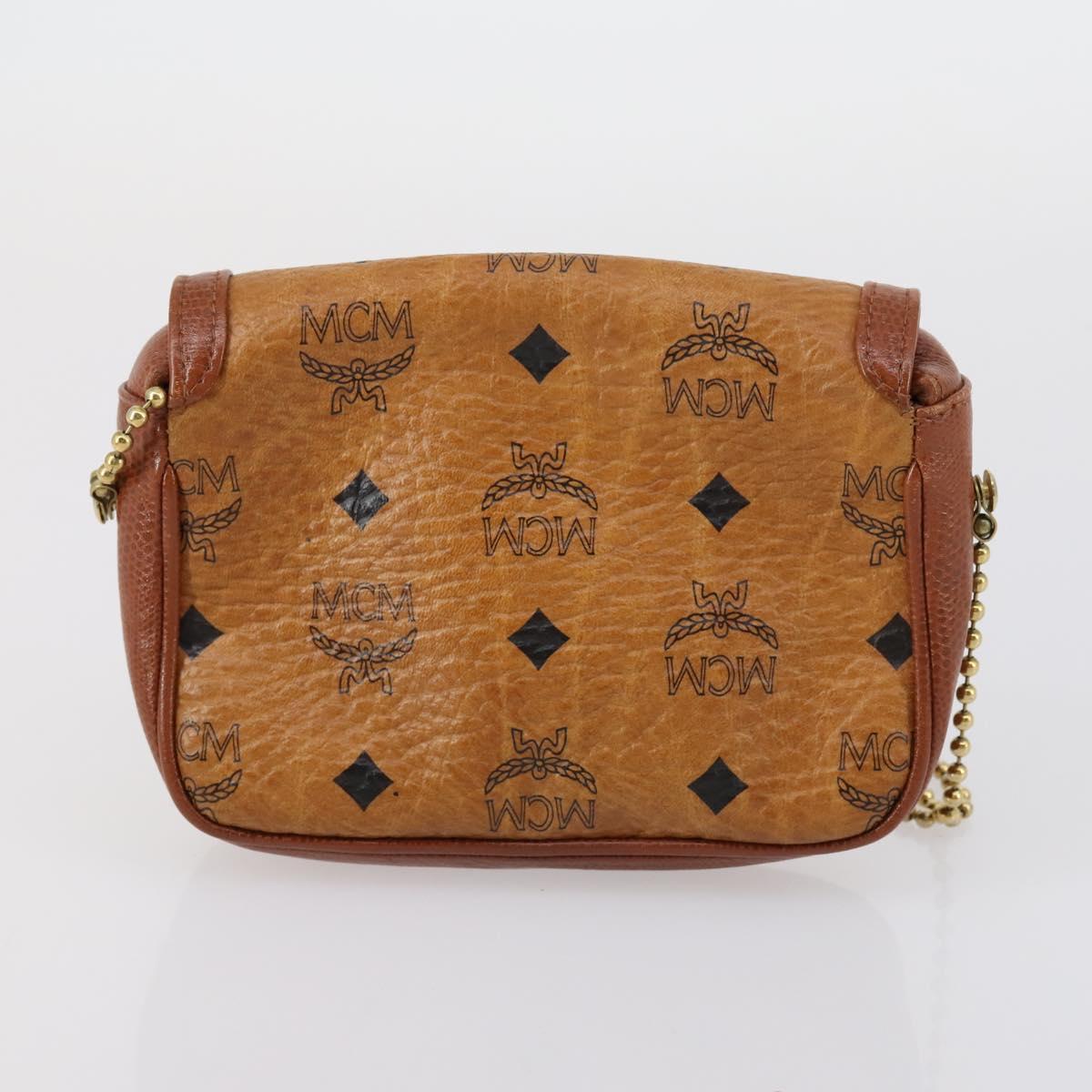 MCM Logogram Vicetos Hand Bag PVC Leather 2 Set Brown Gold Auth mr1553