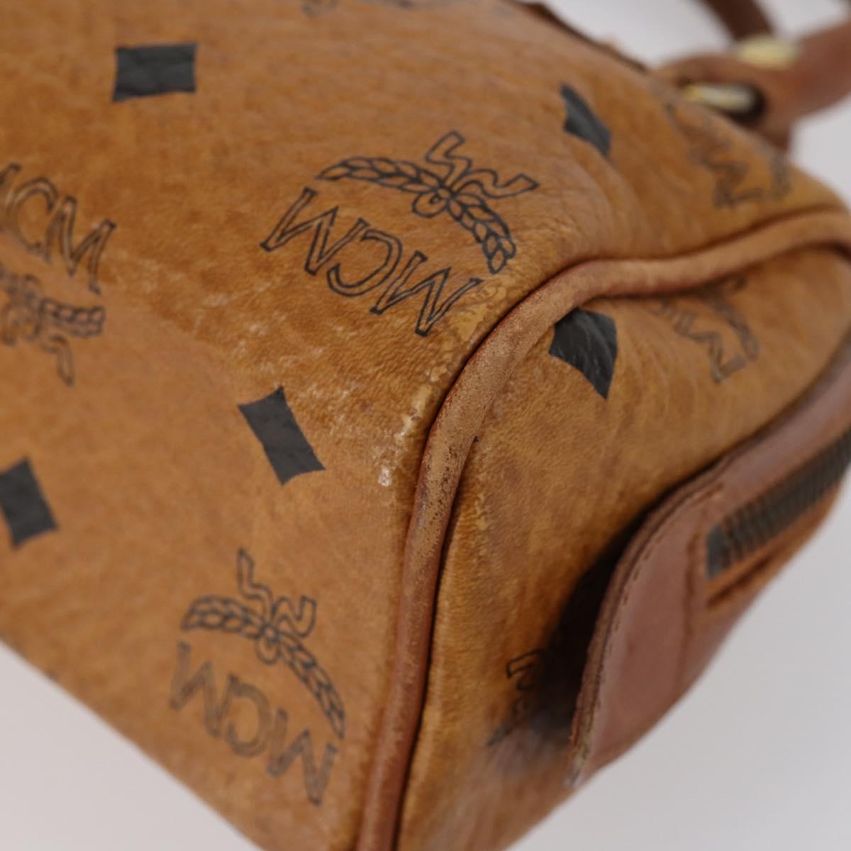 MCM Logogram Vicetos Hand Bag PVC Leather 2 Set Brown Gold Auth mr1553