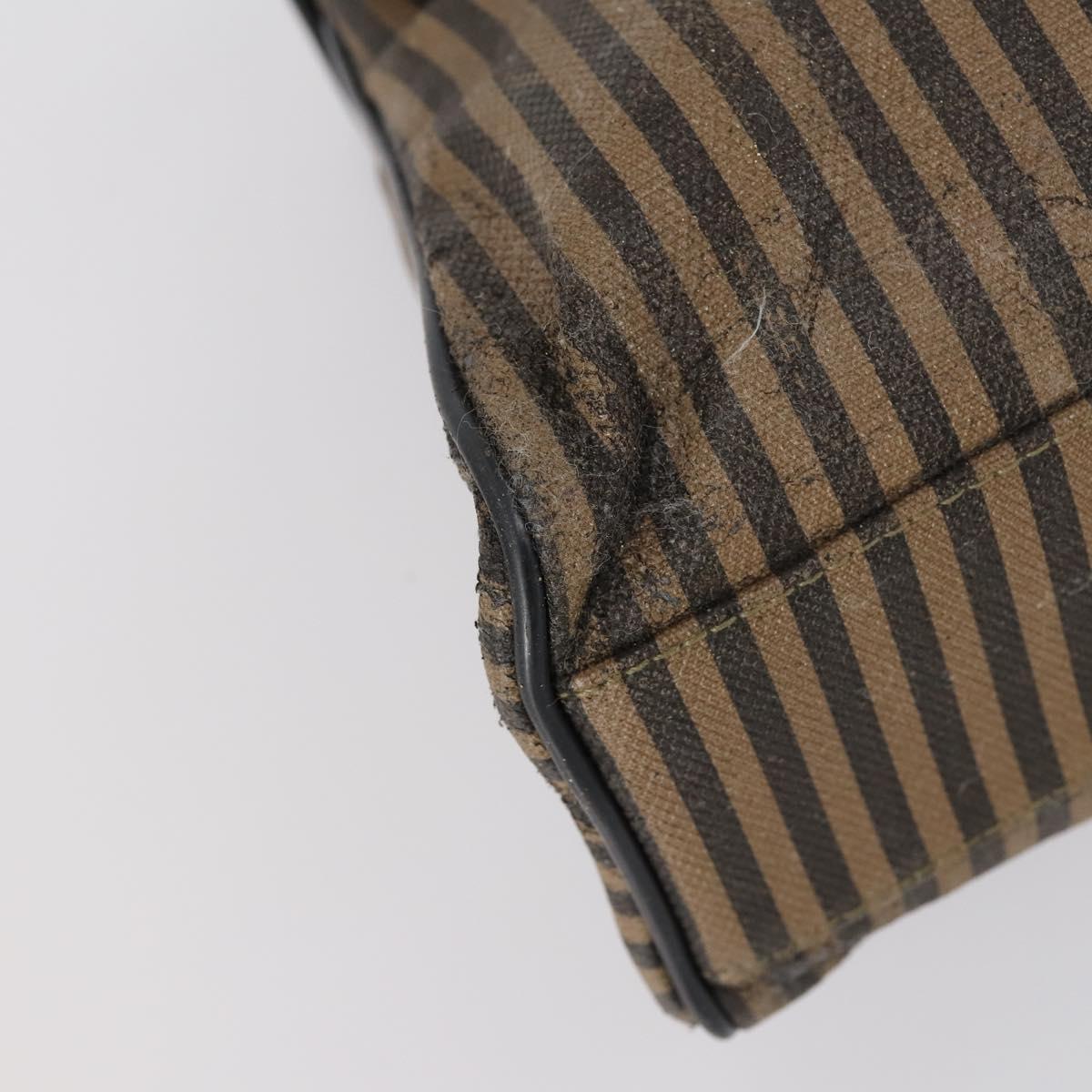 FENDI Pecan Canvas Hand Bag 2way Black Brown Auth mr1555