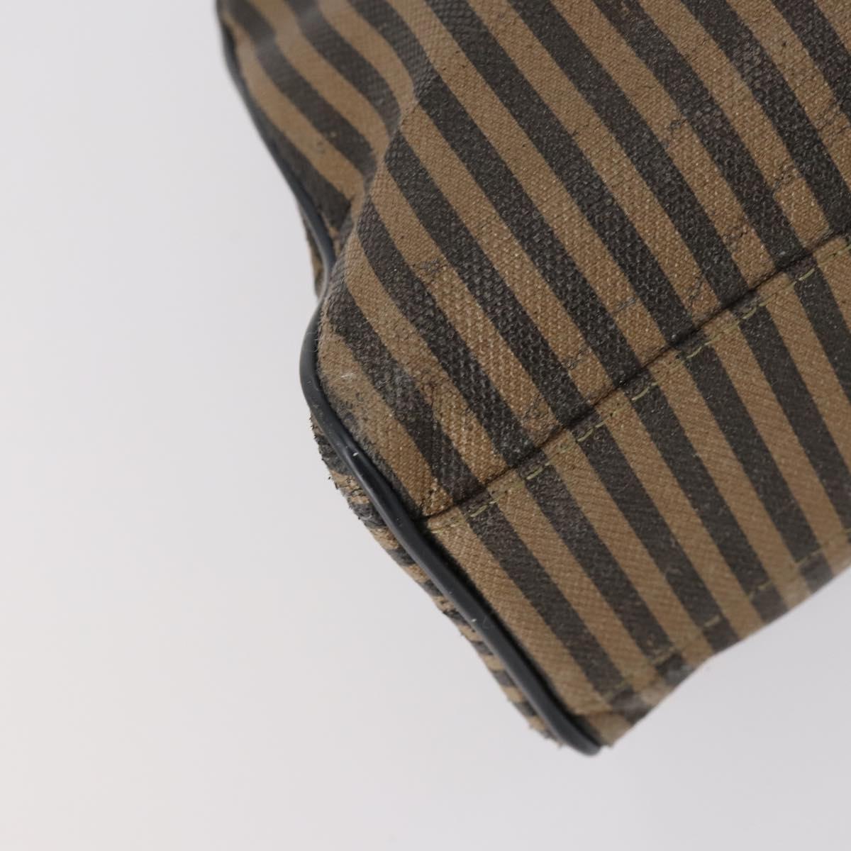 FENDI Pecan Canvas Hand Bag 2way Black Brown Auth mr1555