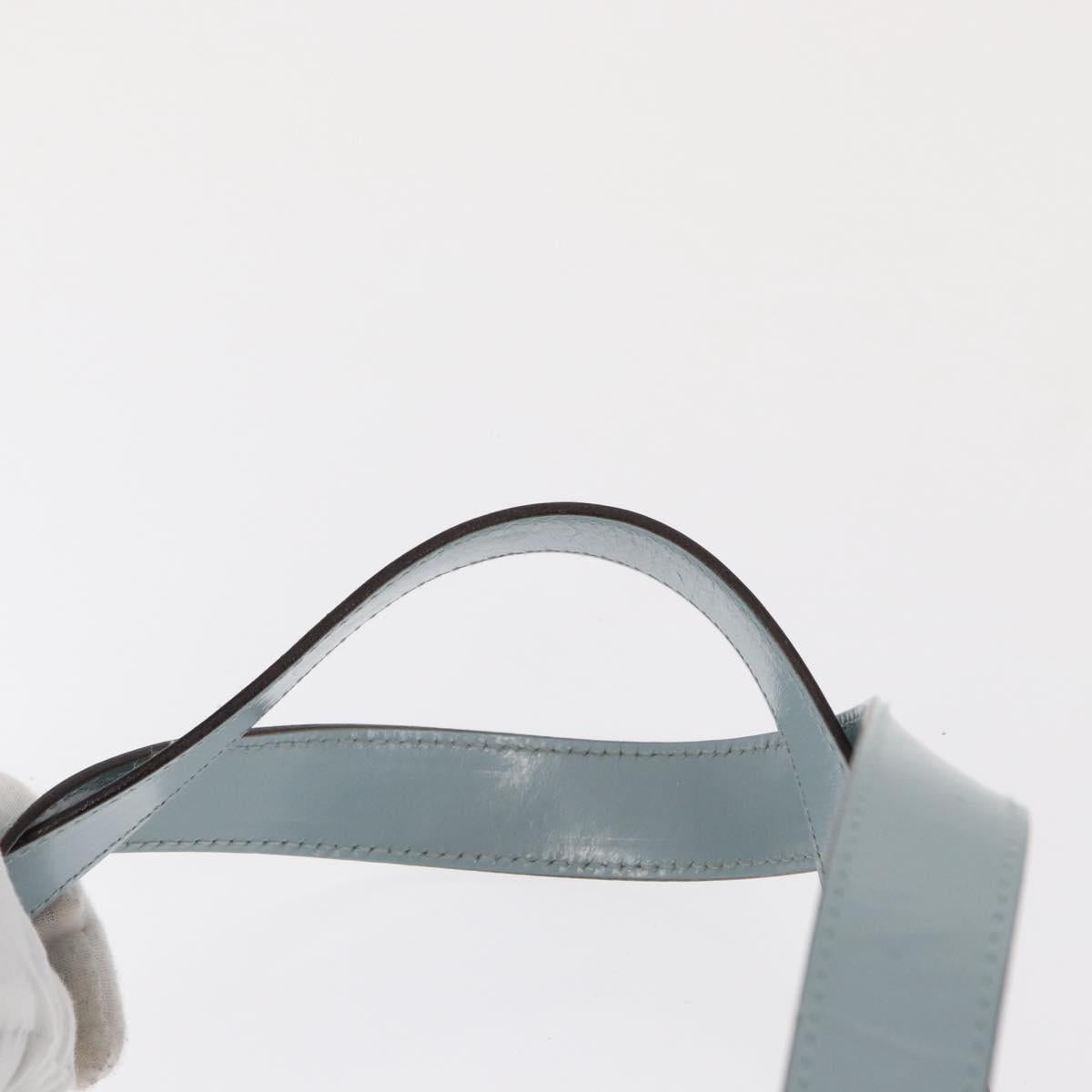 GUCCI mesh Hand Bag Nylon Light Blue Silver Auth mr1557