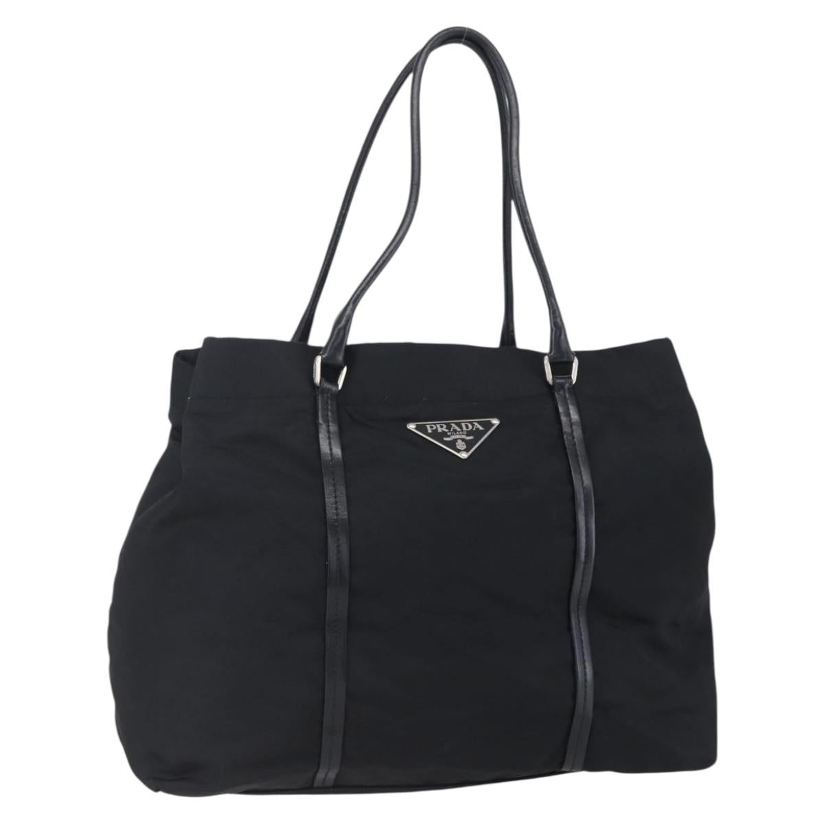 PRADA Hand Bag Nylon Black Silver Auth mr1559