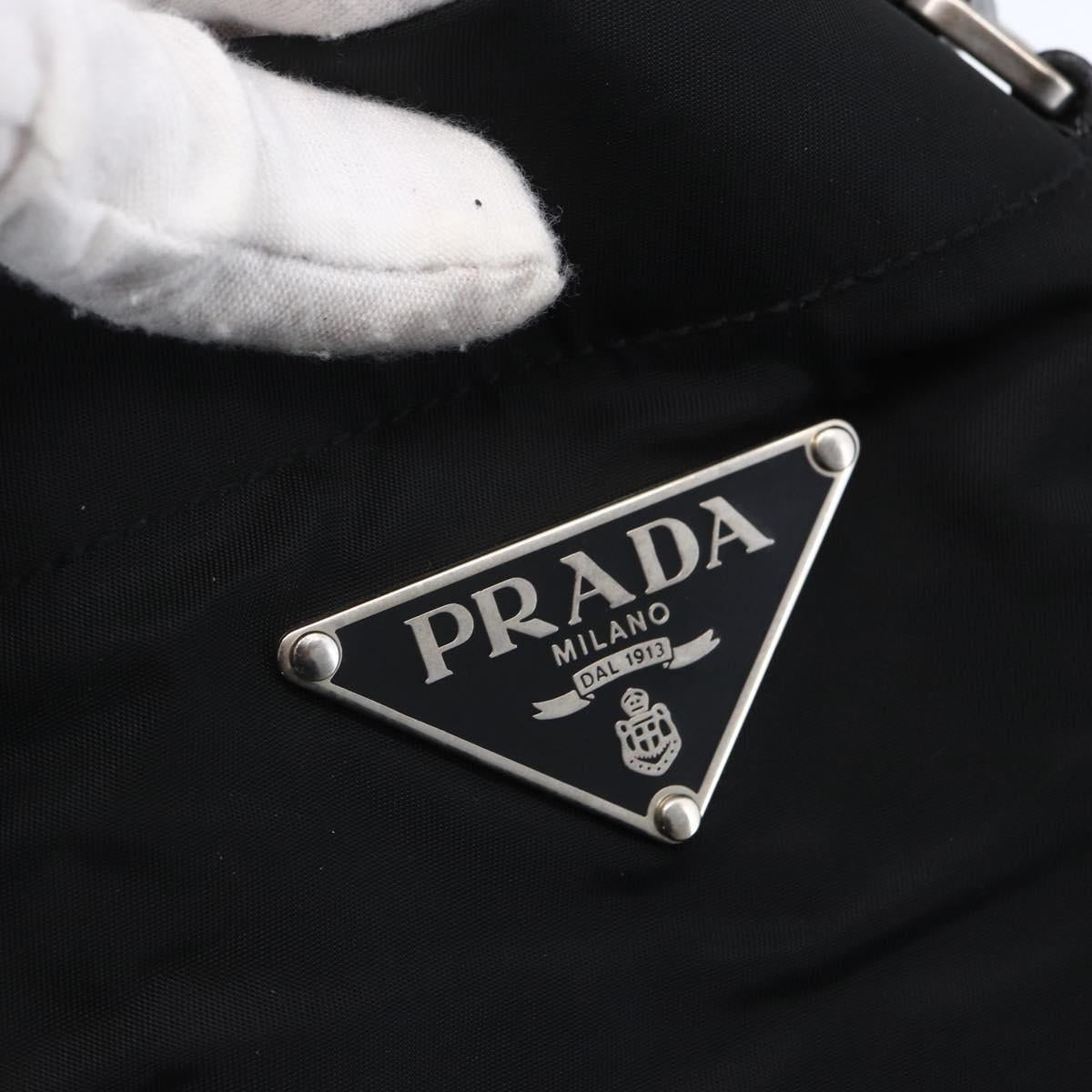 PRADA Hand Bag Nylon Black Silver Auth mr1559