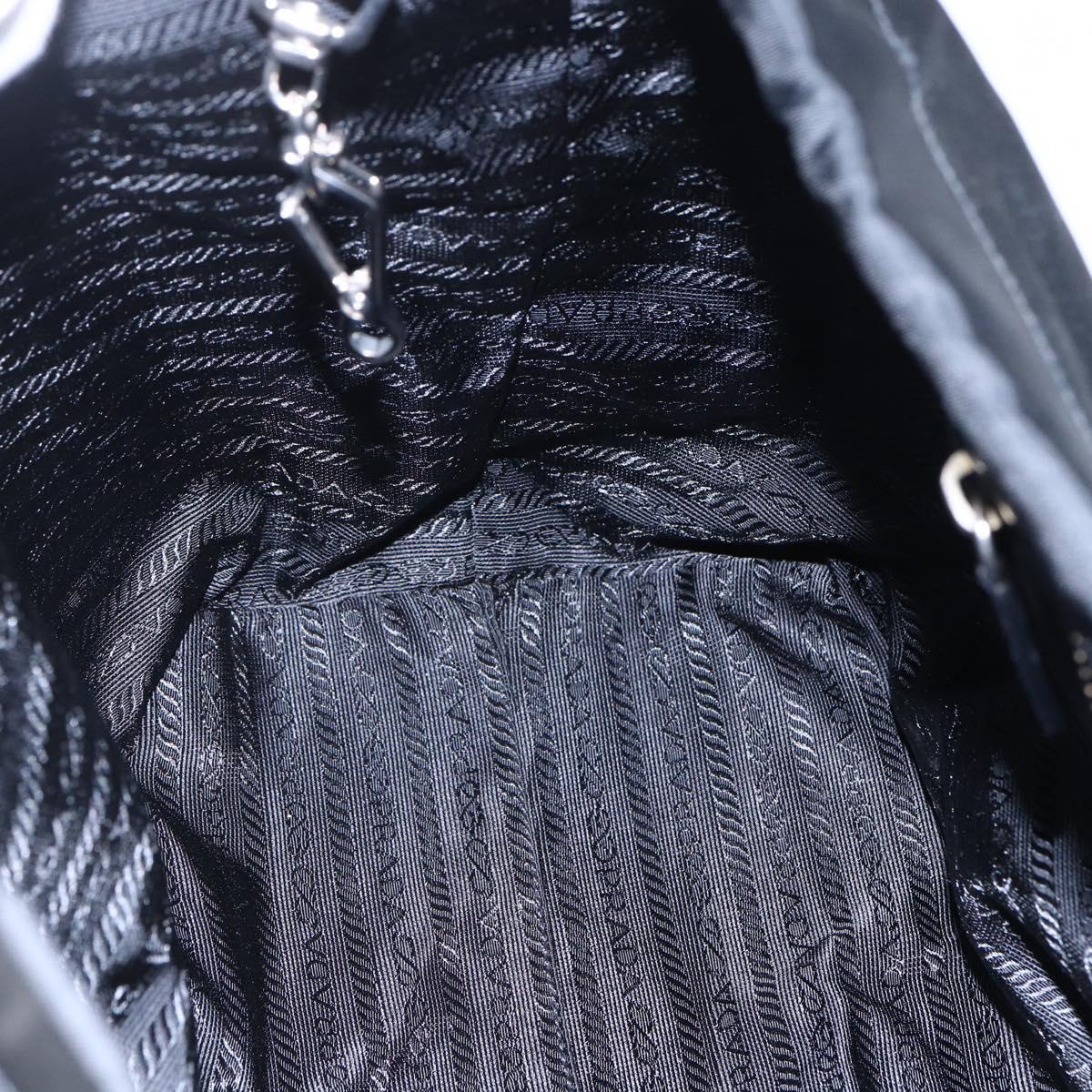 PRADA Hand Bag Nylon Black Silver Auth mr1559