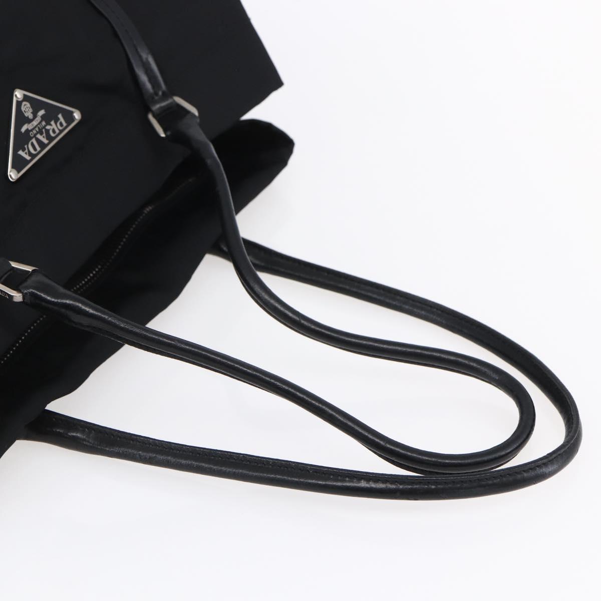 PRADA Hand Bag Nylon Black Silver Auth mr1559