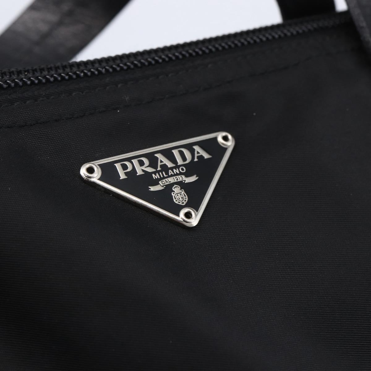 PRADA Hand Bag Nylon Black Silver Auth mr1560