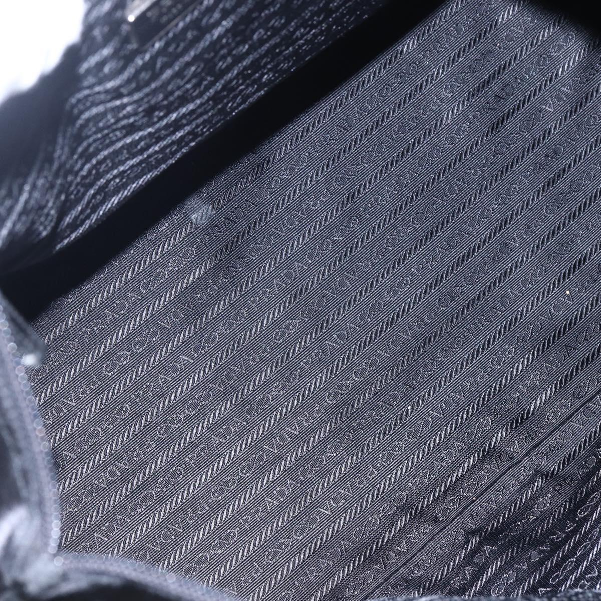 PRADA Hand Bag Nylon Black Silver Auth mr1560