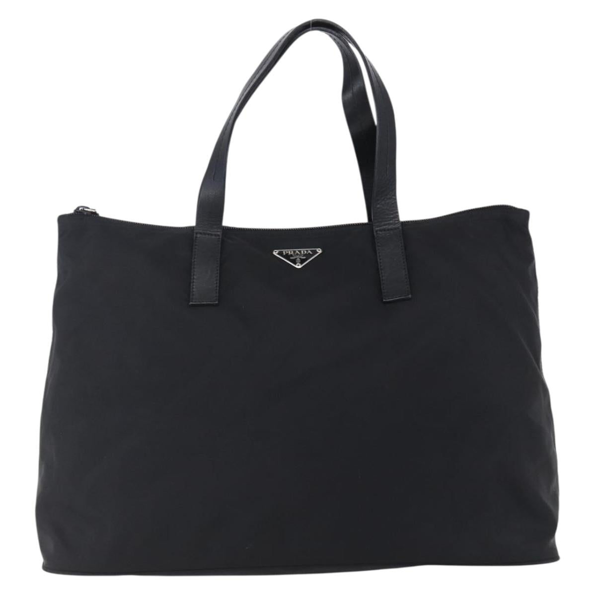 PRADA Hand Bag Nylon Black Silver Auth mr1560