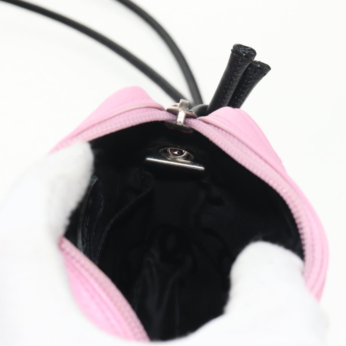 CHANEL Cambon Line Shoulder Bag Leather Pink Black CC Auth mr1562V