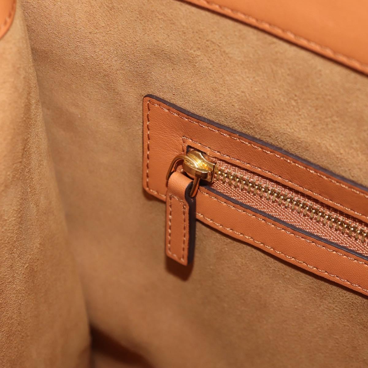 MCM Hand Bag Leather Brown Gold Auth mr1563A