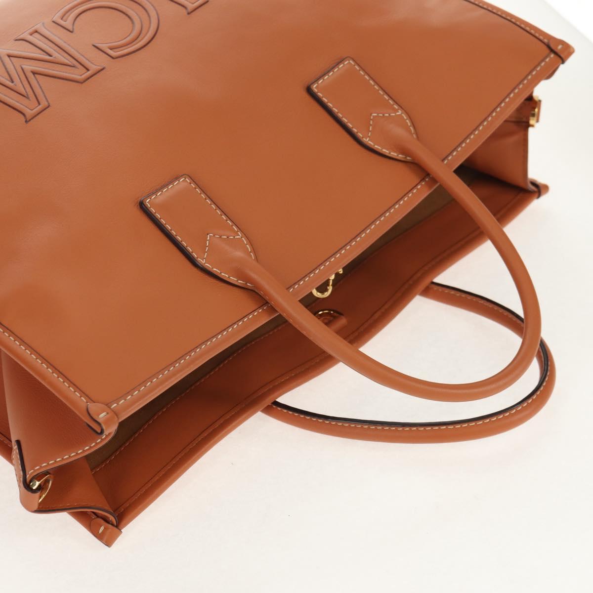 MCM Hand Bag Leather Brown Gold Auth mr1563A