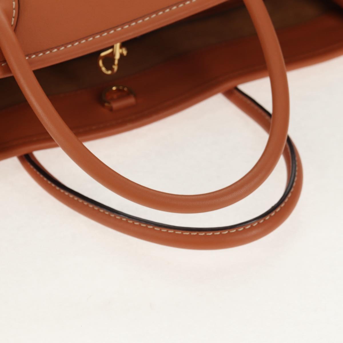 MCM Hand Bag Leather Brown Gold Auth mr1563A