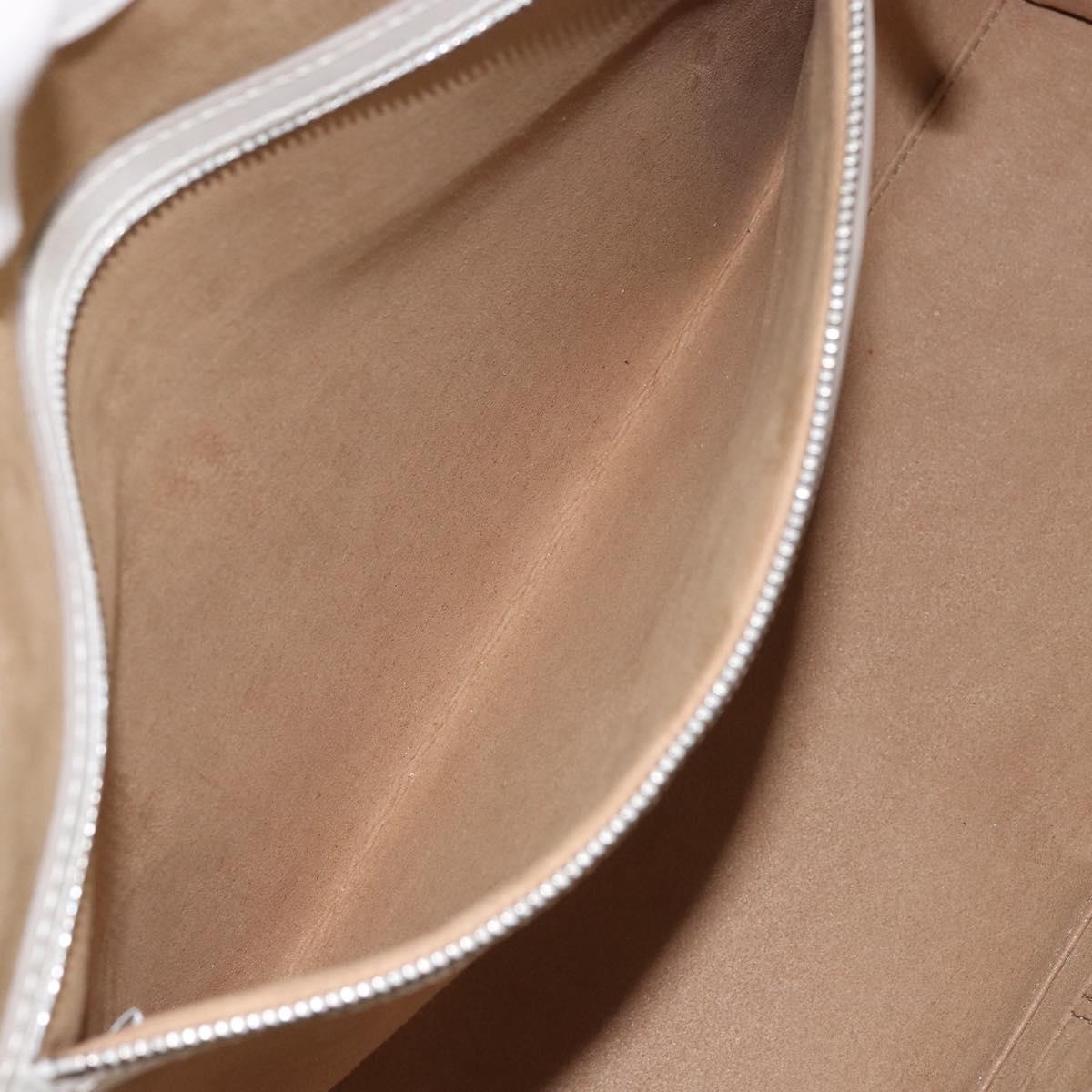 MCM Hand Bag Leather White Gold Auth mr1564