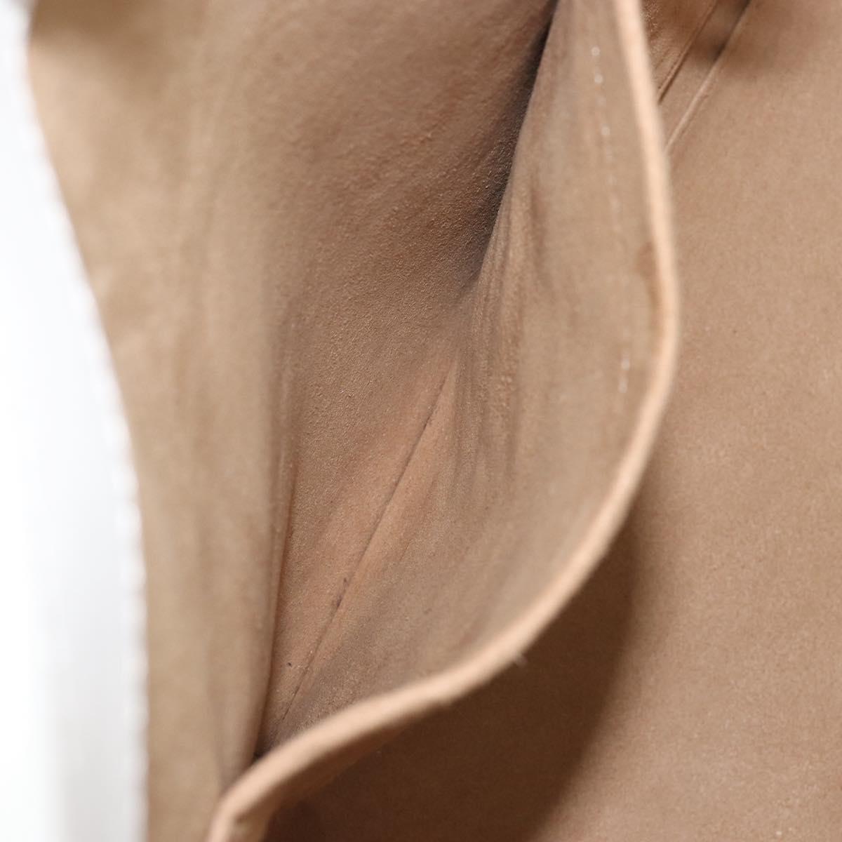 MCM Hand Bag Leather White Gold Auth mr1564