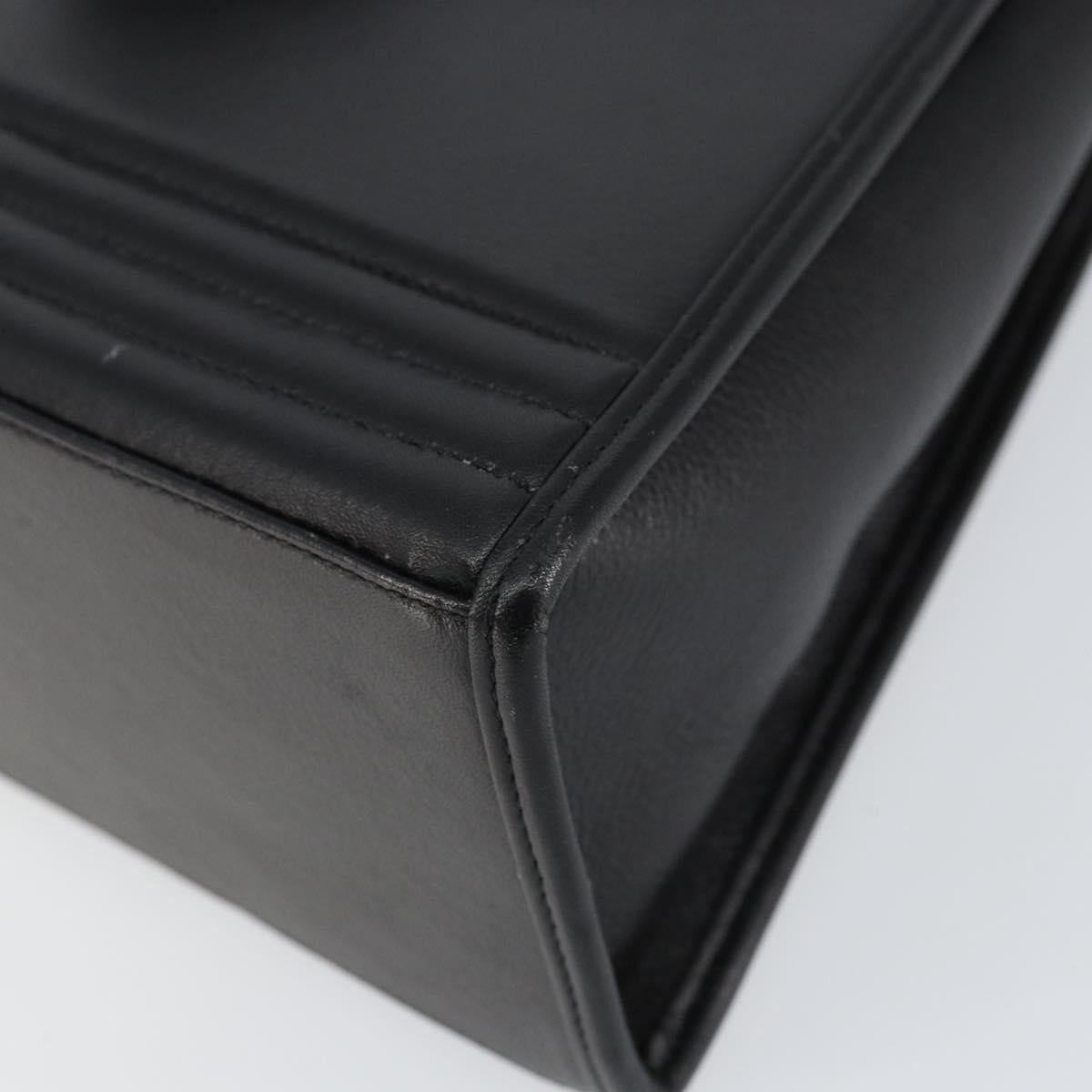 SAINT LAURENT Hand Bag Leather Black Gold Auth mr1566