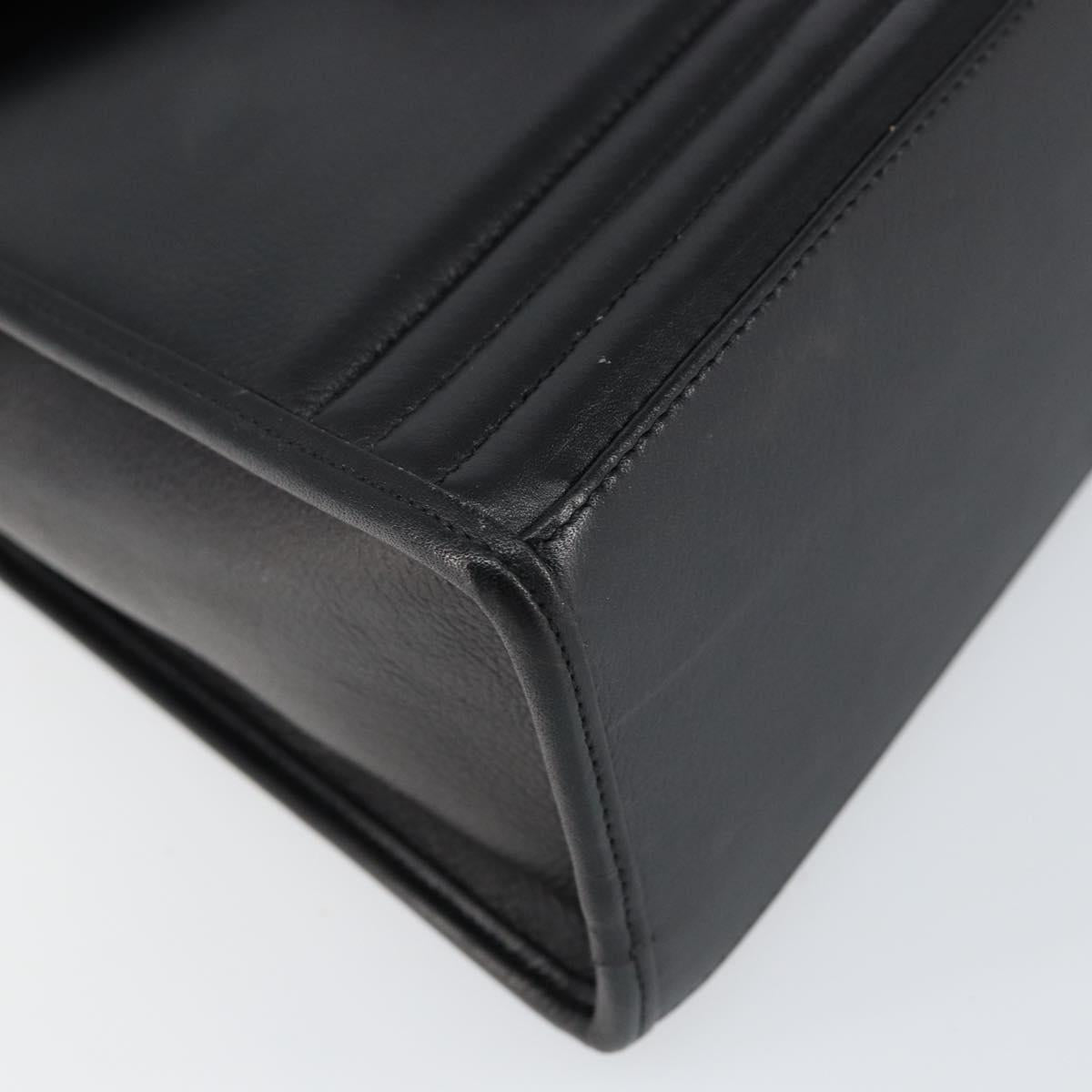 SAINT LAURENT Hand Bag Leather Black Gold Auth mr1566