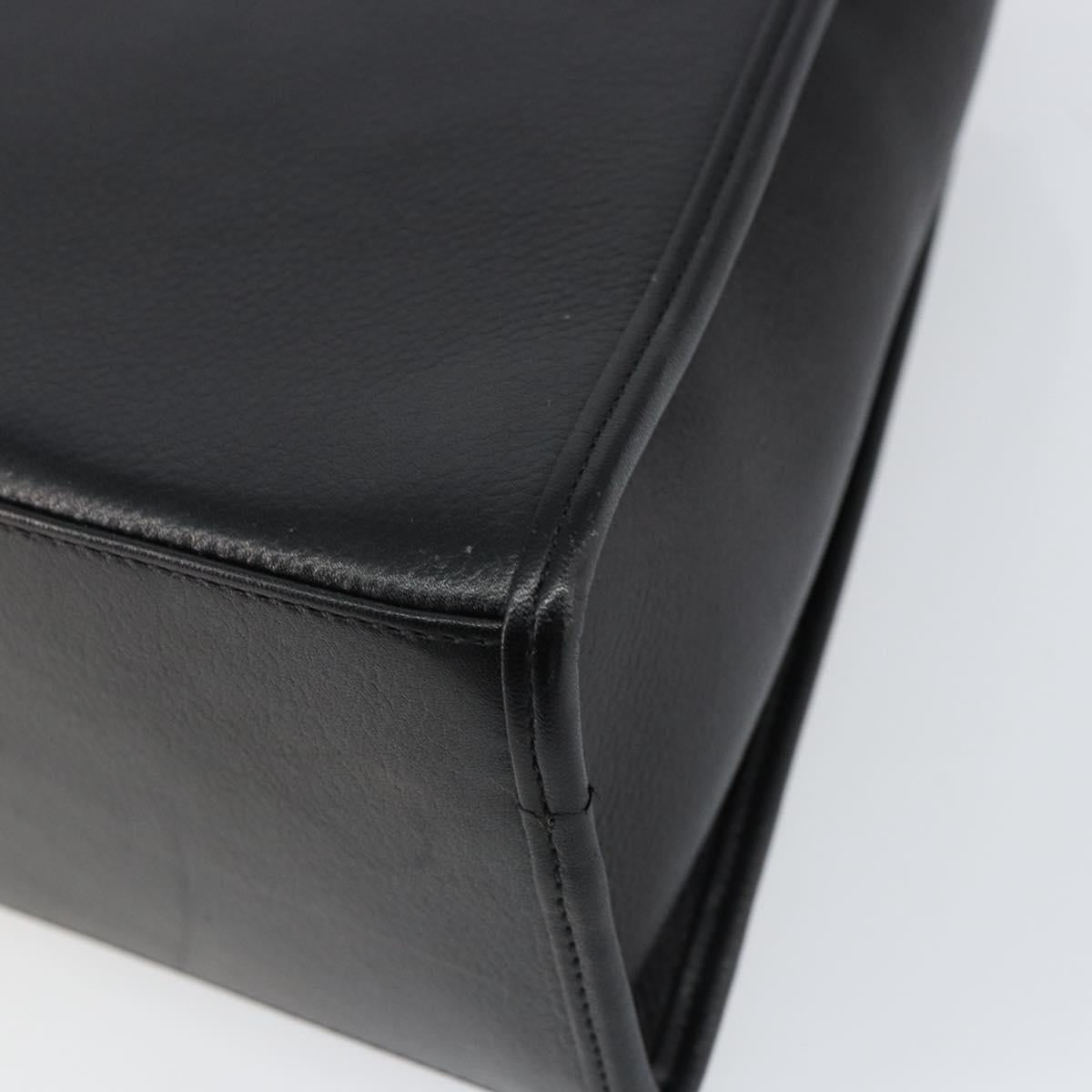 SAINT LAURENT Hand Bag Leather Black Gold Auth mr1566