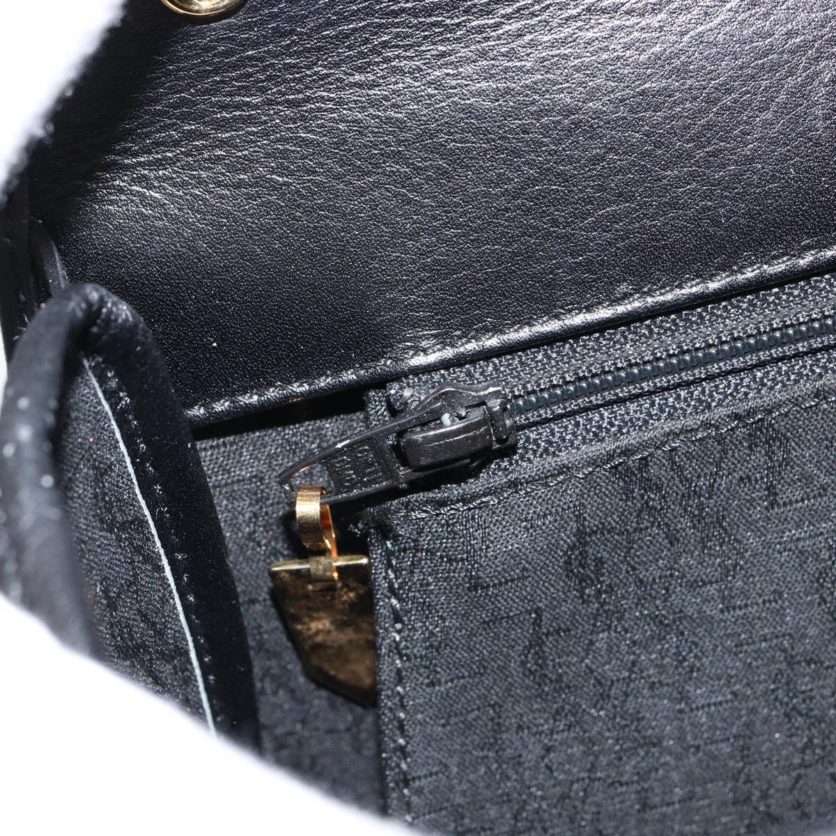 SAINT LAURENT Hand Bag Leather Black Gold Auth mr1566